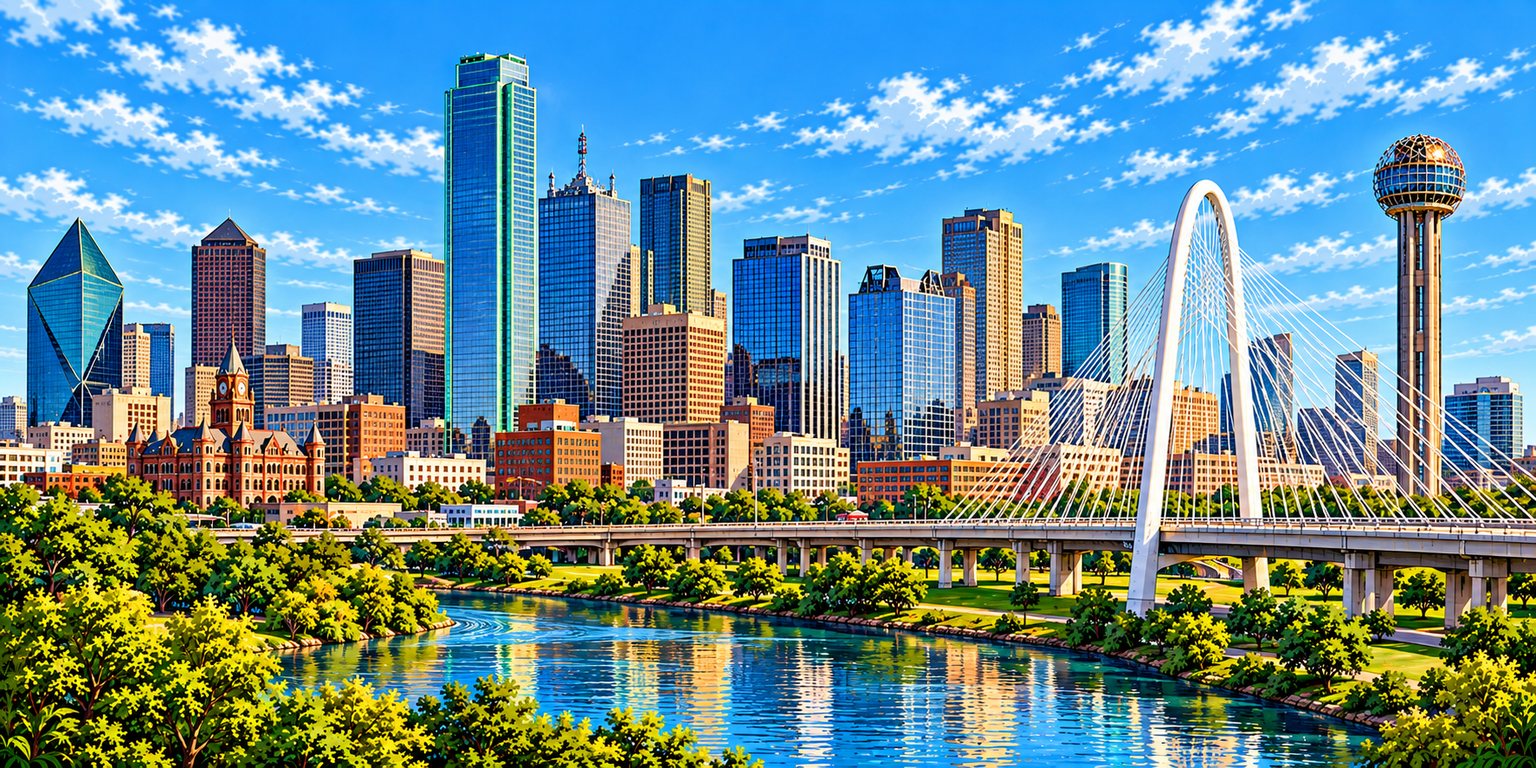 Illustrated skyline of Dallas–Fort Worth, Texas